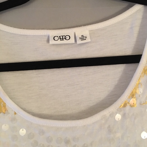 CATO Tank Top White with Gold and Sequins Sz XL - Picture 2 of 6